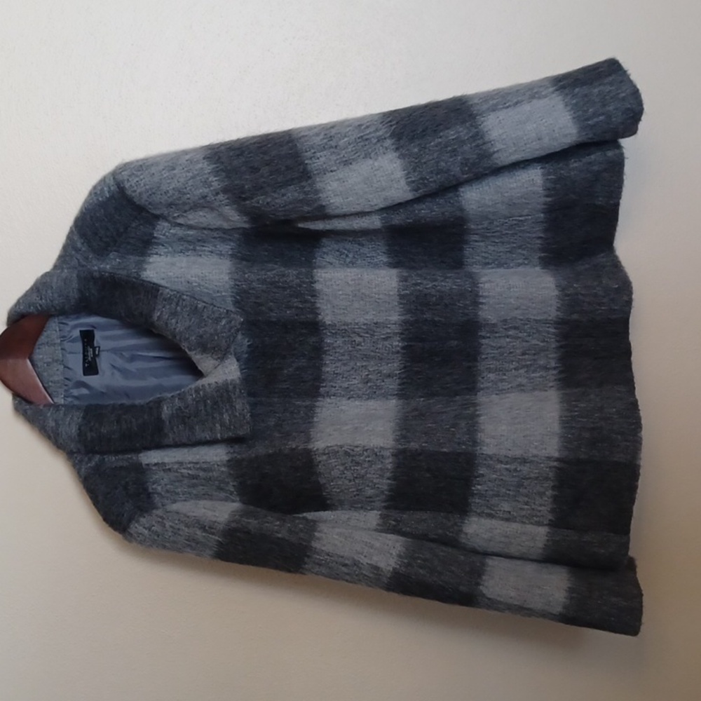 Talbot's Jackie Fit Alpaca Wool Blend Buffalo Plaid Jacket Gray Plus SZ 22W